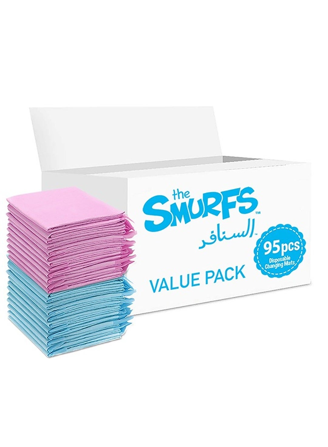 THE SMURFS Smurfs Disposable Changing Mats 95 Counts Soft Waterproof Mat Portable Leak Proof Changing Mat New Mom Leak Proof Under pad, Mattress Table Protector Pad