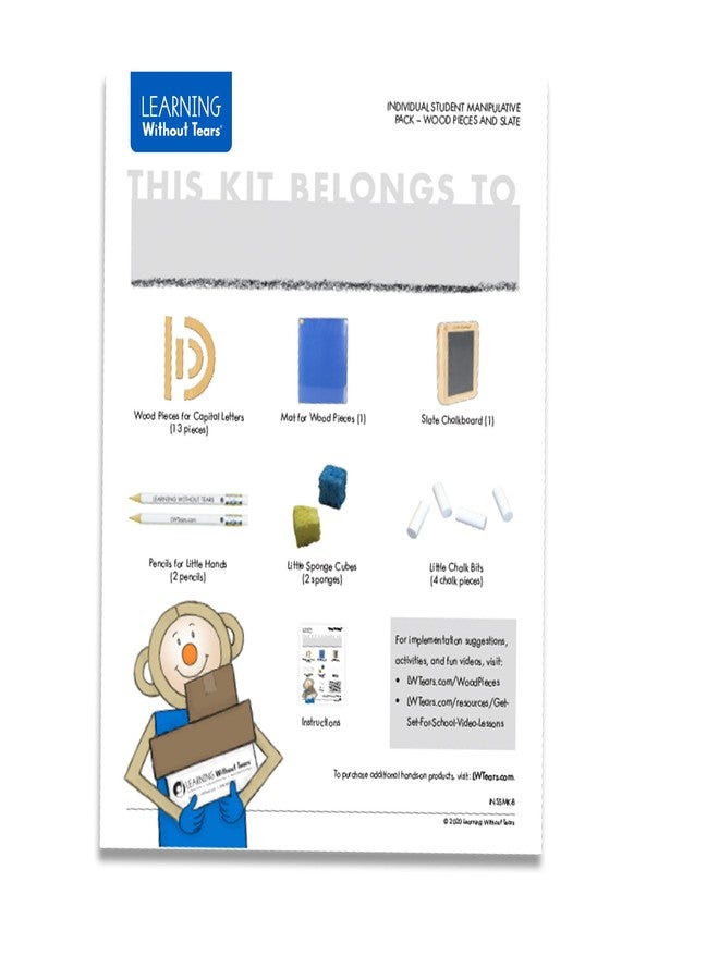 Learning Without Tears, Hands-On Student Pack for Building and Practicing Capital Letters and Numbers, Includes 13 Wood Pieces, Mat, Slate, Sponge Cubes, Chalk Bits and Pencils, Sensory & Motor - Image 2