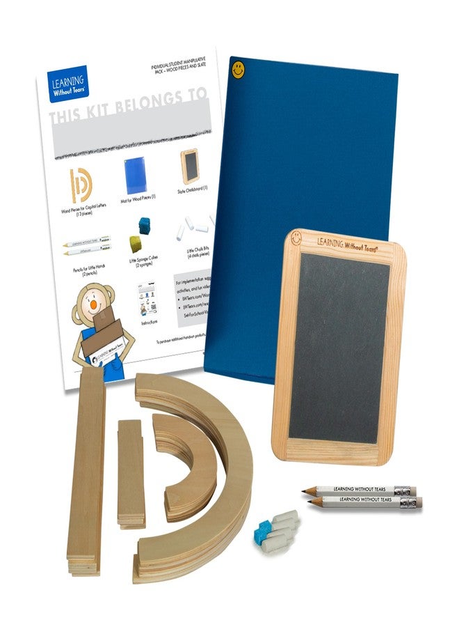 Learning Without Tears, Hands-On Student Pack for Building and Practicing Capital Letters and Numbers, Includes 13 Wood Pieces, Mat, Slate, Sponge Cubes, Chalk Bits and Pencils, Sensory & Motor - Image 1