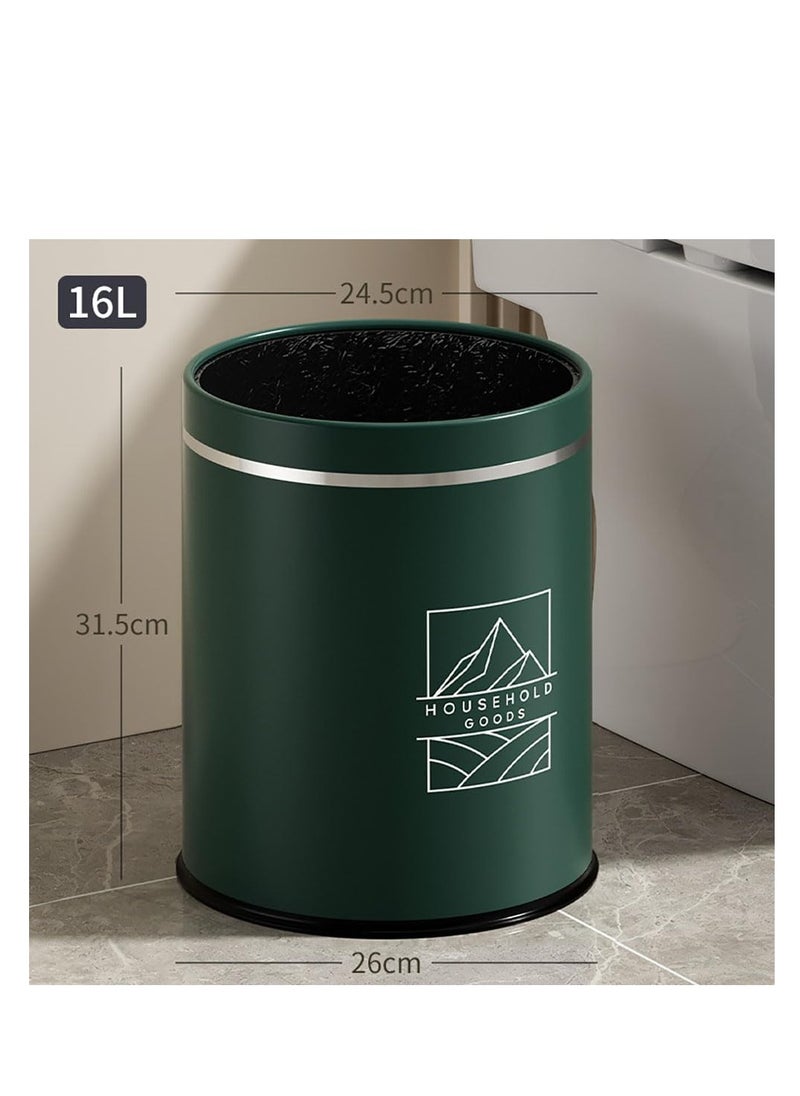 Generic Kitchen Garbage Bin, Bathroom Wastebasket, Plastic Large capacity Trash Can, Living Room Kitchen Bathroom Round Waste Bin, Air Pressure Adsorption (Green, 16L)  - Image 2