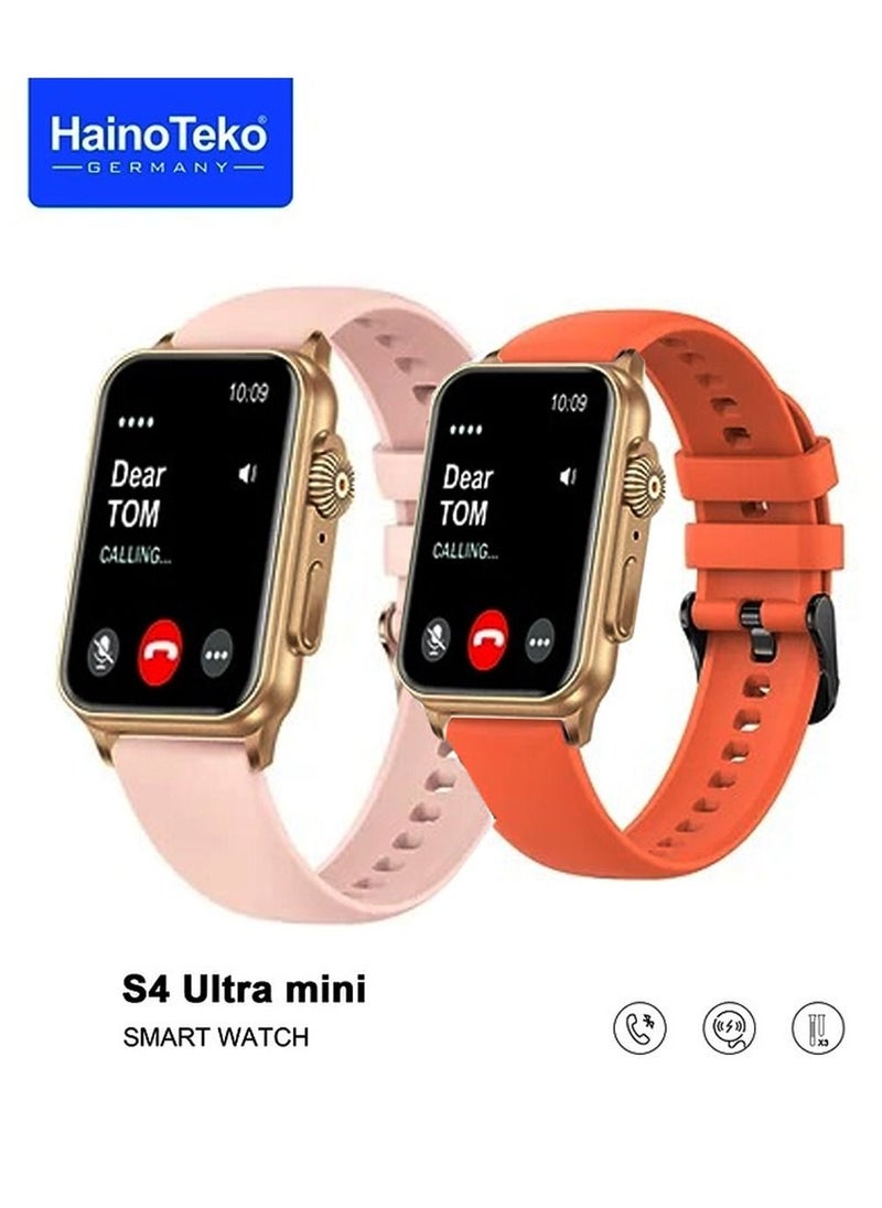 Haino Teko Haino Teko S4 Ultra Mini Smart Watch With 2 Pair Strap and Wireless Charger For Men's and Women's  - Image 1