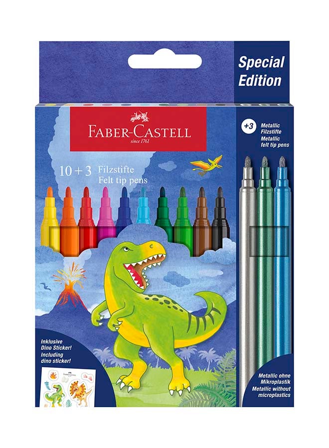 FABER-CASTELL قلم تحديد ديناصور 10+3 + ملصقات - Image 2