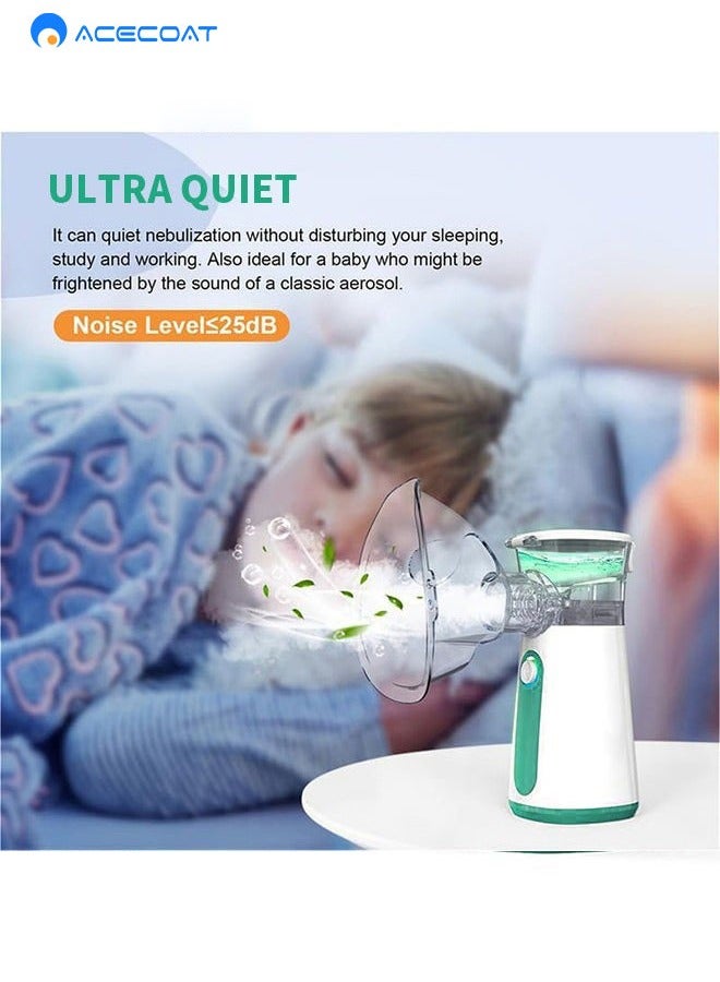 ACECOAT Portable Nebulizer Machine for Adults Kids, USB-C Rechargeable Handheld Nebulizer for Breathing Treatment, 2 Adjustable Modes, Efficiency&Quiet, 3 Masks, Travel and Home Use  - Image 2
