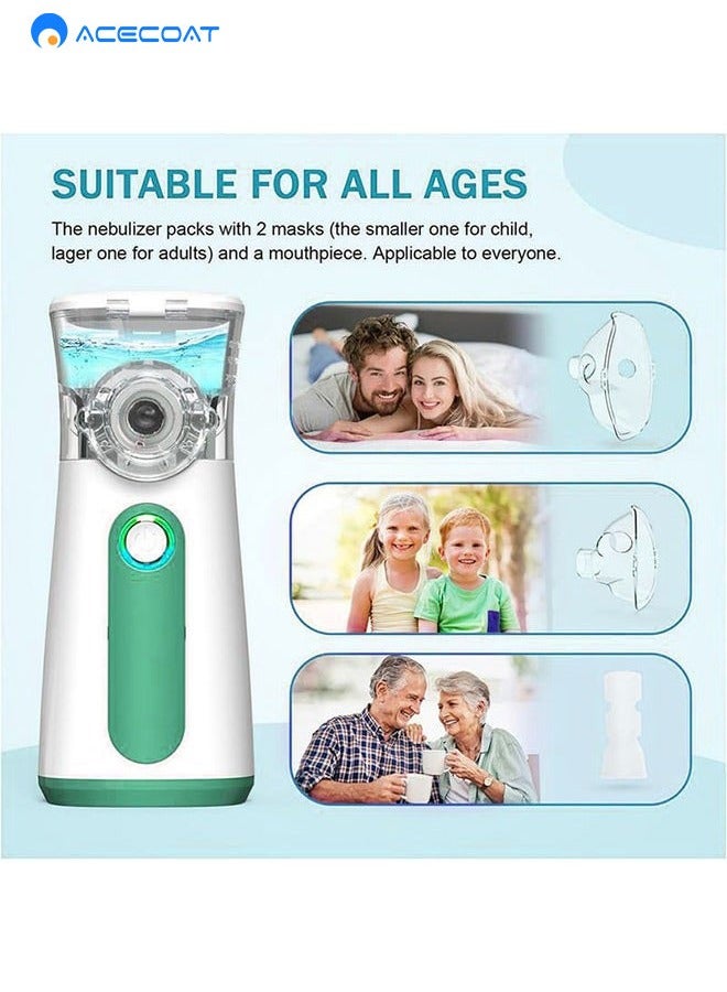 ACECOAT Portable Nebulizer Machine for Adults Kids, USB-C Rechargeable Handheld Nebulizer for Breathing Treatment, 2 Adjustable Modes, Efficiency&Quiet, 3 Masks, Travel and Home Use  - Image 5
