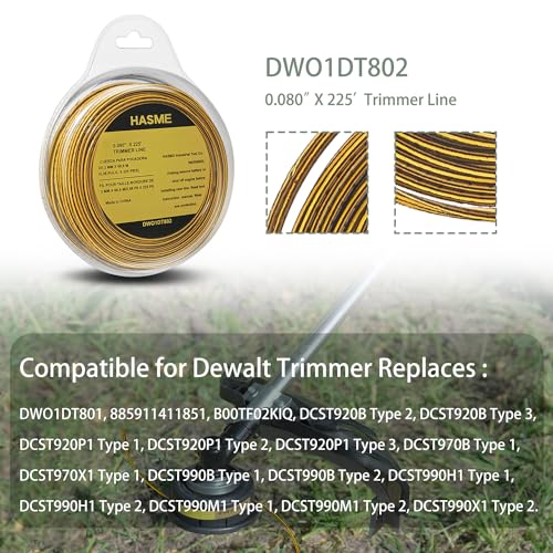 HASME Replacement Line for Dewalt Trimmer Replaces for DWO1DT802 Fits for DWO1DT801 885911411851 B00TF02KIQ DCST920B DCST920P1 DCST970B 225-Feet x 0.080-Inch - Image 3