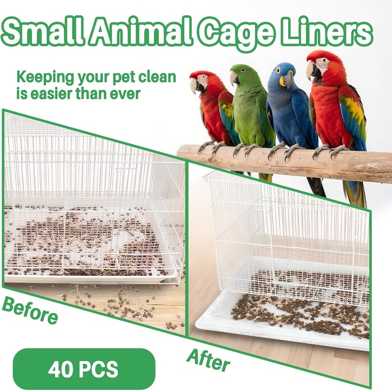 RAINFLOW Disposable Bird Cage Liner - 50PCS Elastic Plastic Small Animal Cage Liners Waterproof Easy to Clean Leakproof for Portable Birdcage Litter Box Liners for Parakeet Hedgehog Hamster (14x9.8IN) - Image 3