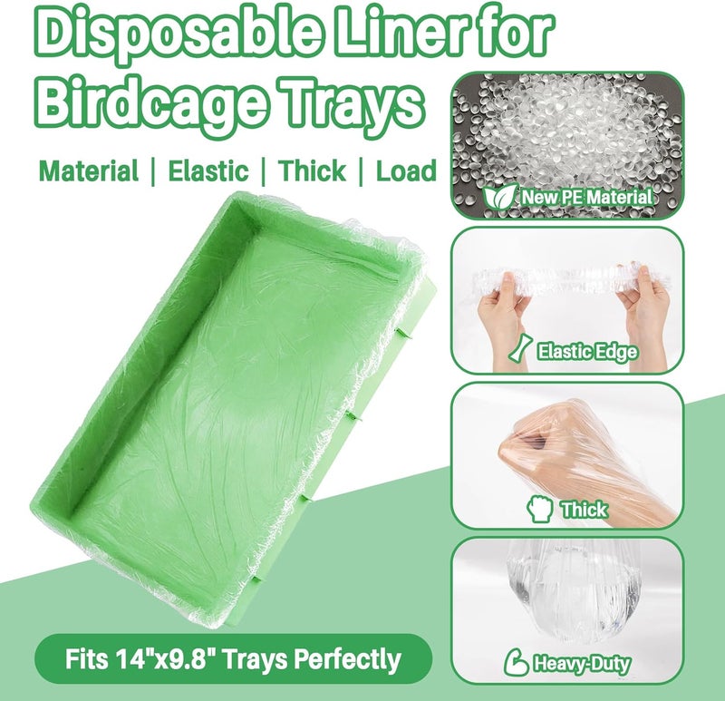 RAINFLOW Disposable Bird Cage Liner - 50PCS Elastic Plastic Small Animal Cage Liners Waterproof Easy to Clean Leakproof for Portable Birdcage Litter Box Liners for Parakeet Hedgehog Hamster (14x9.8IN) - Image 4