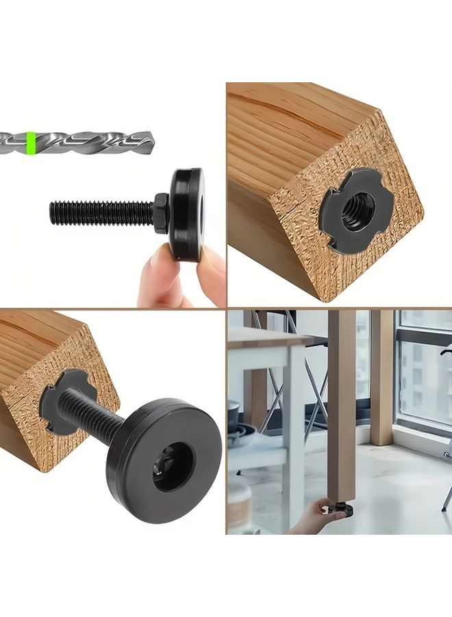 Black Heavy Duty Metal Furniture Legs 8pcs Adjustable Feet For Table Chair Sofa - Image 5