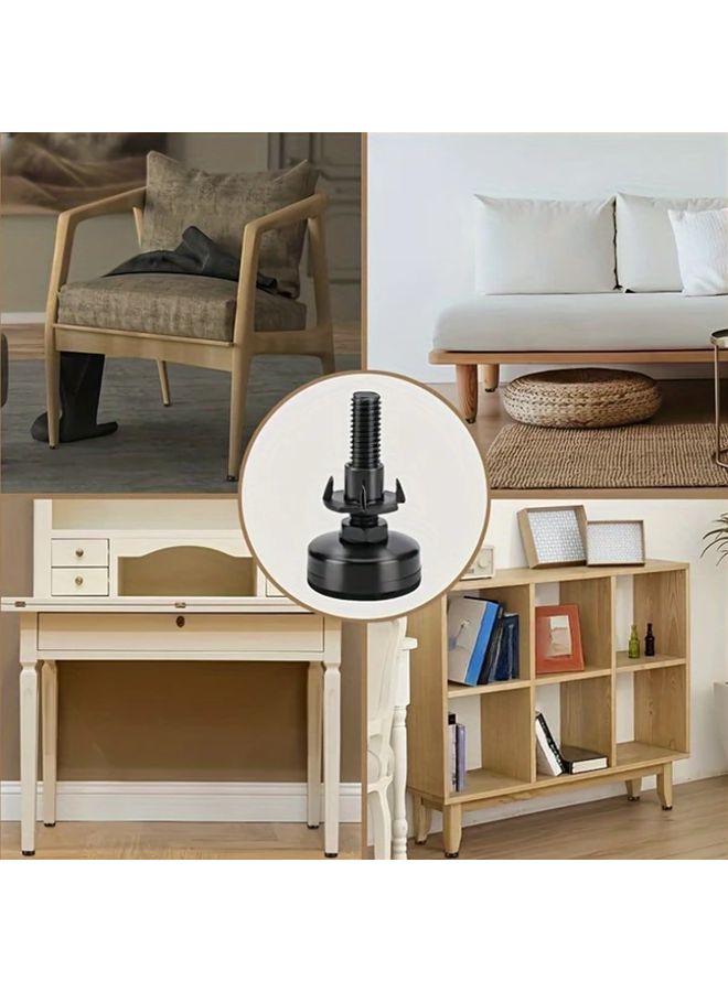 Black Heavy Duty Metal Furniture Legs 8pcs Adjustable Feet For Table Chair Sofa - Image 2
