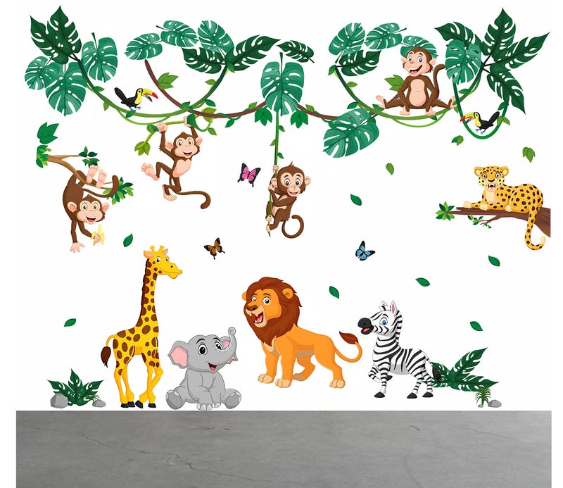 Byte Shop Jungle Cartoon Wall Sticker Multicolor PVC Vinyl-Self-Adhesive - Image 4