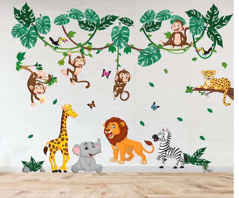 Byte Shop Jungle Cartoon Wall Sticker Multicolor PVC Vinyl-Self-Adhesive - Image 5