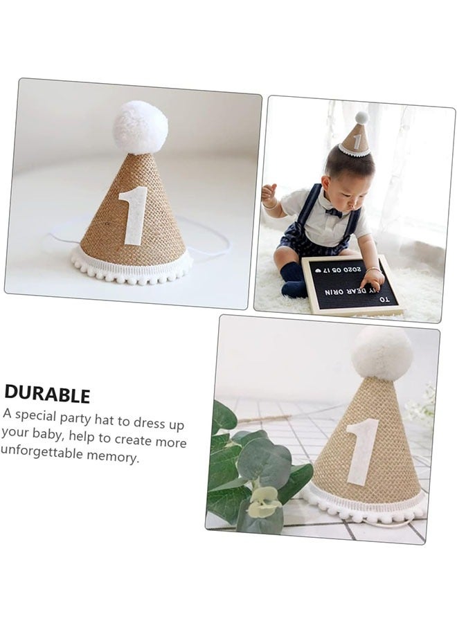 1st Birthday Party Hat, birthday hat, Adjustable Soft Headband, Birthday Decoration Celebration Cone Hats for Celebrations, linen decorative hat, Party Supplies for Baby for Girl and Boy  - Image 5