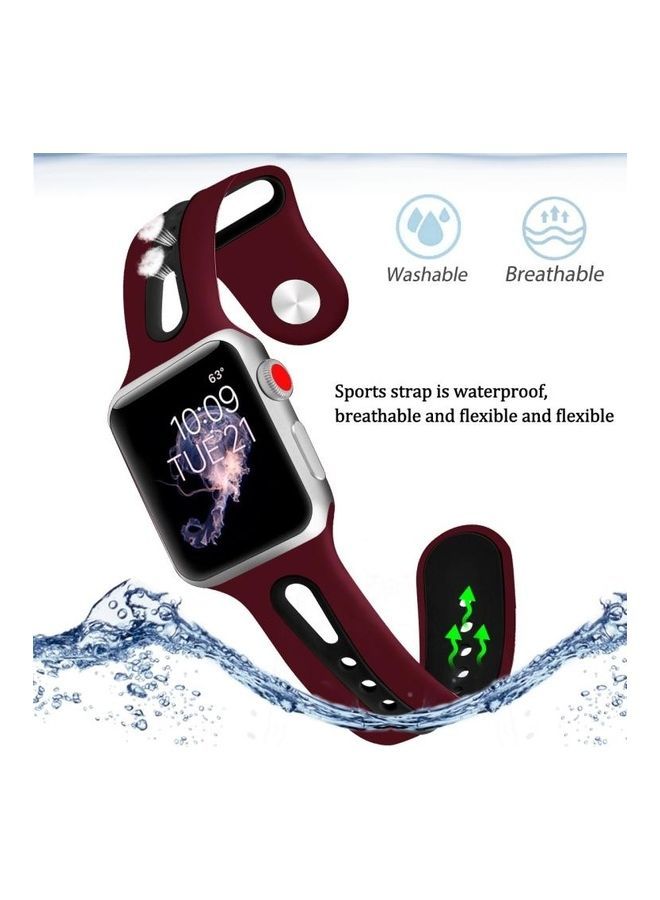 NIBEMINENT Replacement Watchband for Apple Watch Series 7/6/5/4/3/2/1/SE 42/44/45mm Red/Black - Image 5