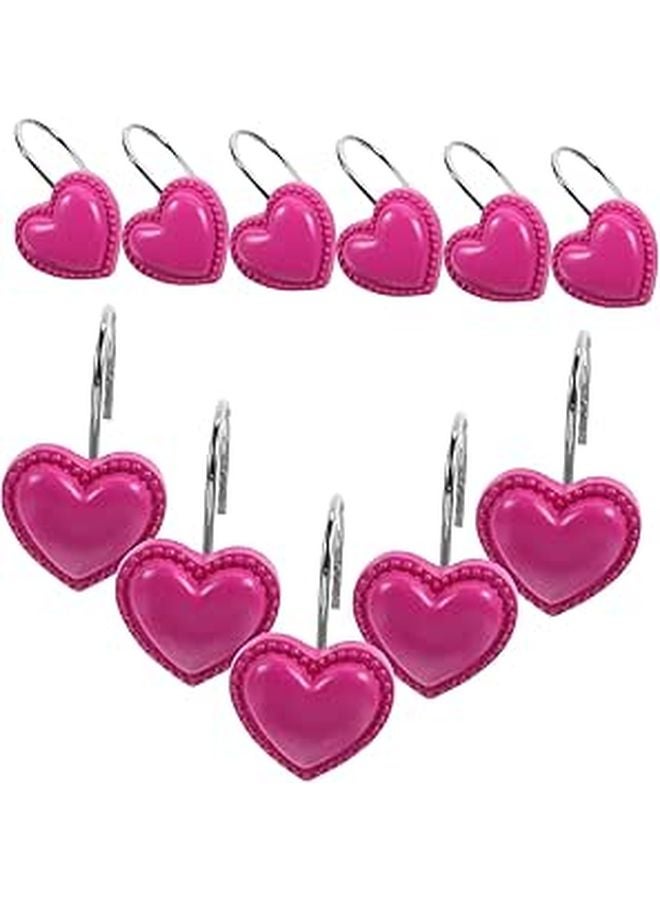 Heart Shaped Resin Shower Hooks 12 Pack Water Resistant Bathroom Decor - Image 1