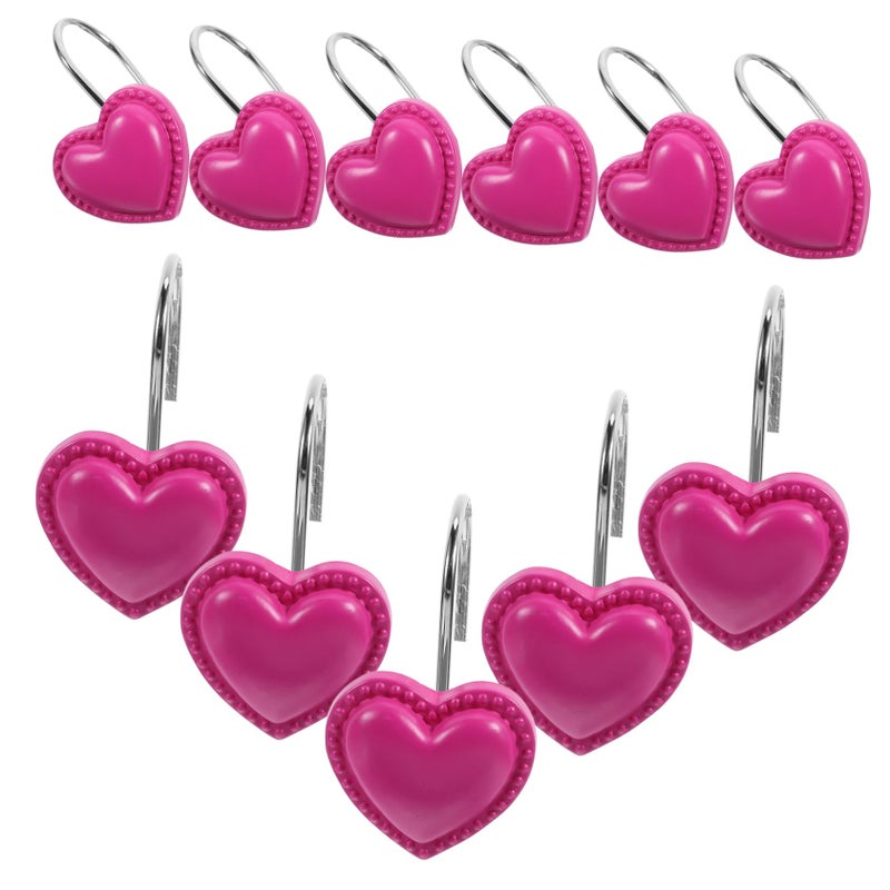 Heart Shaped Resin Shower Hooks 12 Pack Water Resistant Bathroom Decor - Image 2