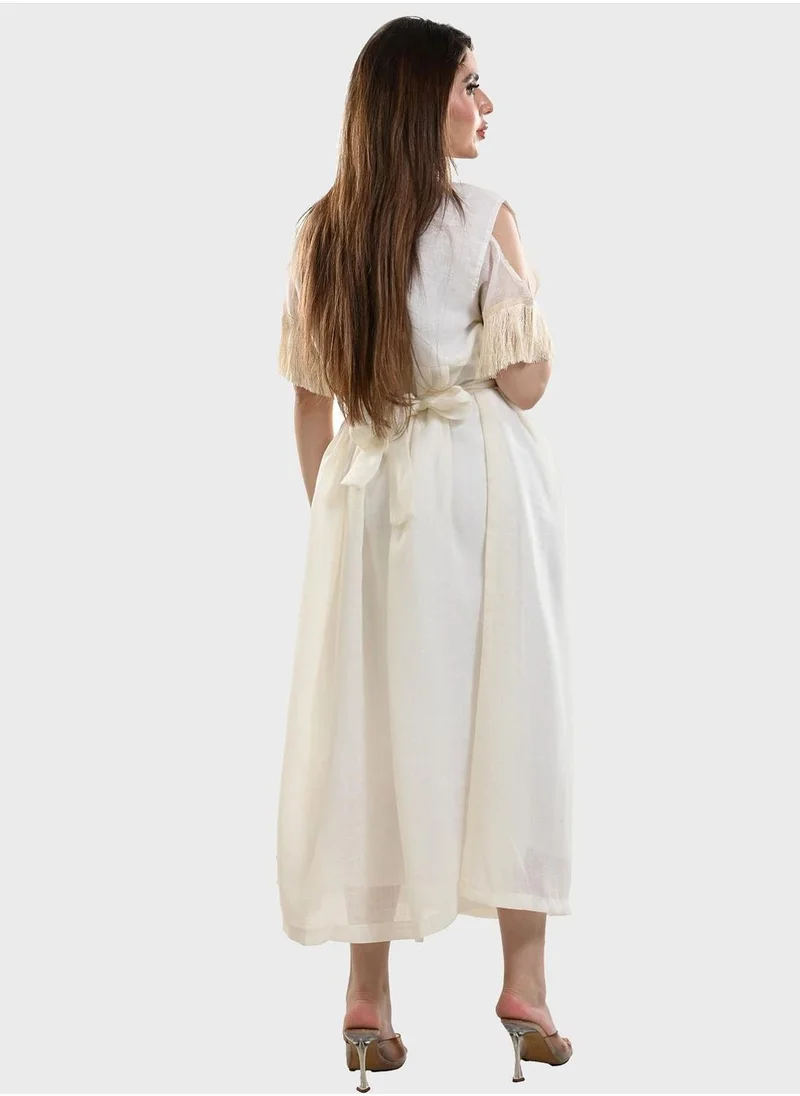 TOP TATO Colorblock Belted Jalabiya