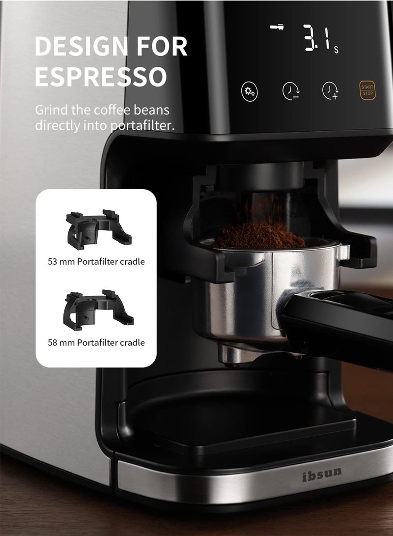 إبسون مطحنة قهوة إسبريسو كهربائية V60 مخروطية الشفرات مع مؤقت دقيق 2.0 - 51 إعداد طحن دقيق للاستخدام المنزلي، مضادة للكهرباء الساكنة، هيكل ستانليس ستيل - Image 5