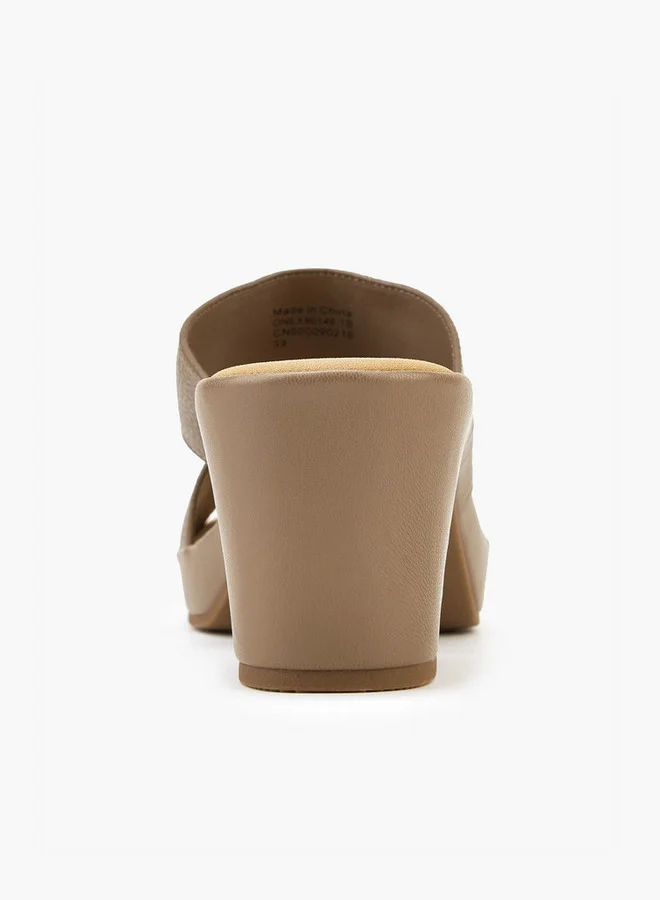 Flora Bella By Shoexpress Solid Slip-On Sandals with Block Heels