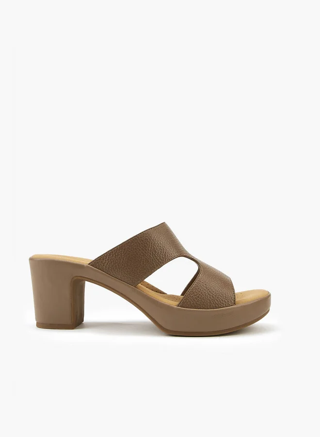 Flora Bella By Shoexpress Solid Slip-On Sandals with Block Heels