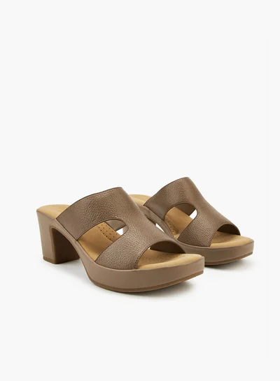 Flora Bella By Shoexpress Solid Slip-On Sandals with Block Heels