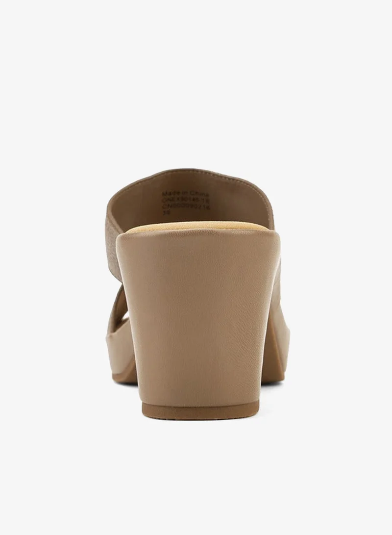 Flora Bella By Shoexpress Solid Slip-On Sandals with Block Heels