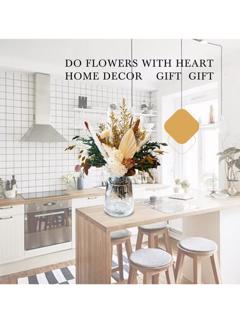 KASTWAVE Natural Dried Flower Bouquet Mix - Protea Repens, Hydrangea, Eucalyptus, Palm, Millet, Limonium, Pampas Grass for Home & Wedding Decor  - Image 2