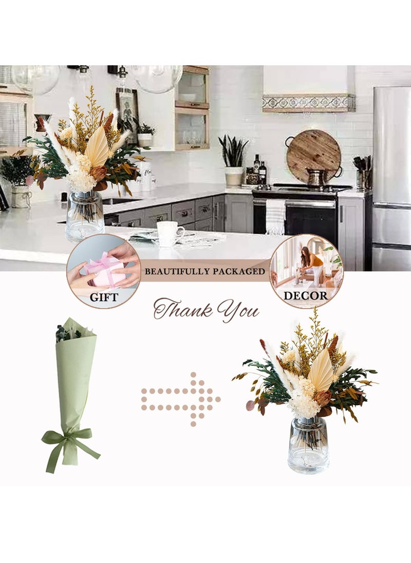 KASTWAVE Natural Dried Flower Bouquet Mix - Protea Repens, Hydrangea, Eucalyptus, Palm, Millet, Limonium, Pampas Grass for Home & Wedding Decor  - Image 4