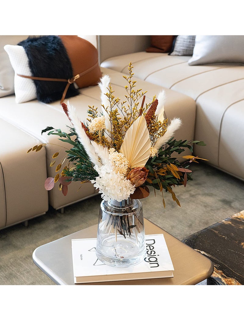 KASTWAVE Natural Dried Flower Bouquet Mix - Protea Repens, Hydrangea, Eucalyptus, Palm, Millet, Limonium, Pampas Grass for Home & Wedding Decor  - Image 5