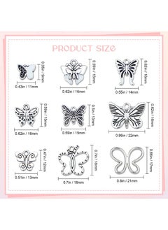 JIALEEY Butterfly Charms Beads Necklace Pendants Diy For Jewelry Making And Crafting 60 Pcs Tibetan Silver Plated Butterfly Charm  - Image 2
