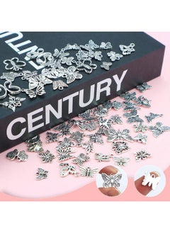 JIALEEY Butterfly Charms Beads Necklace Pendants Diy For Jewelry Making And Crafting 60 Pcs Tibetan Silver Plated Butterfly Charm  - Image 4