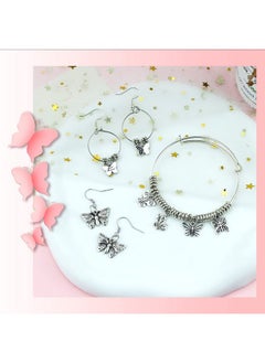 JIALEEY Butterfly Charms Beads Necklace Pendants Diy For Jewelry Making And Crafting 60 Pcs Tibetan Silver Plated Butterfly Charm  - Image 5