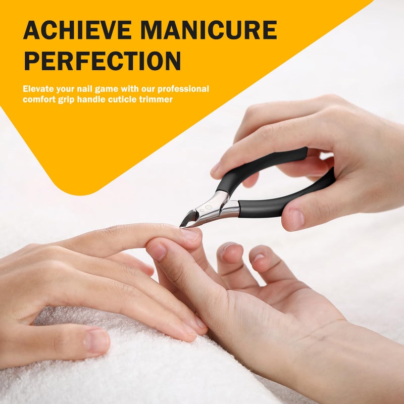 BEZOX Cuticle Clipper for Salon-Worthy Nails - Professional Half Jaw (5 mm) Cuticle Trimmers with Silicon Handle for Expert Manicures, Precision Cuticle Cutters Premium Nail Care Tool - Black - Image 2