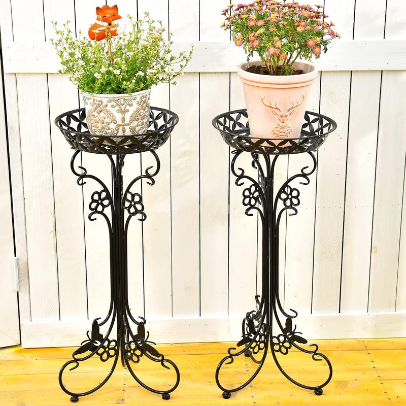 Sungmor Lightweight Metal Flower Pot Stands - 2 Pack 29.7 Inches Tall Black Plant Stand - Rustproof Potted Plant Holder Container Support - Indoor & Outdoor Elegant Corner Decorative Display Rack - Image 3