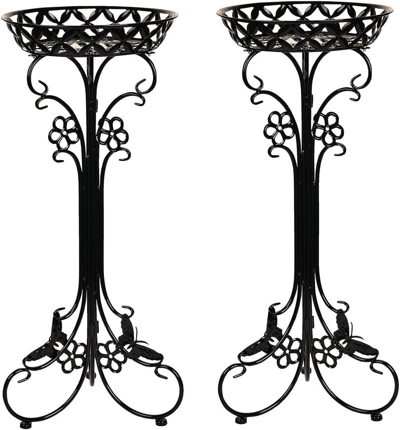 Sungmor Lightweight Metal Flower Pot Stands - 2 Pack 29.7 Inches Tall Black Plant Stand - Rustproof Potted Plant Holder Container Support - Indoor & Outdoor Elegant Corner Decorative Display Rack - Image 1
