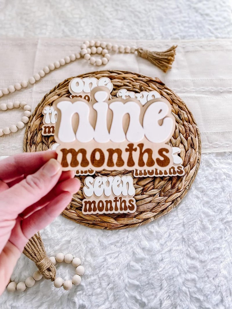 Haoser 13-Piece Baby Monthly Milestone Markers – 3D Engraved Wood Plaque Set – Newborn Photo Props – Baby’s First Year Age Signs – Maple Wood Shower Gift – 4.25" x 3" - Image 4