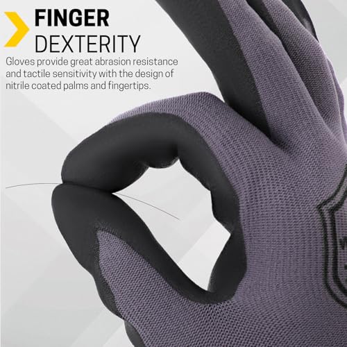 FURWEY Safety Work Gloves,16 Pairs Micro-Foam Nitrile Coated Glove for Men and Women, Touchscreen, Ideal for Warehouse Package Handling，Construction, Gardening, Medium - Image 5
