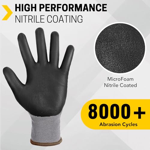 FURWEY Safety Work Gloves,16 Pairs Micro-Foam Nitrile Coated Glove for Men and Women, Touchscreen, Ideal for Warehouse Package Handling，Construction, Gardening, Medium - Image 2