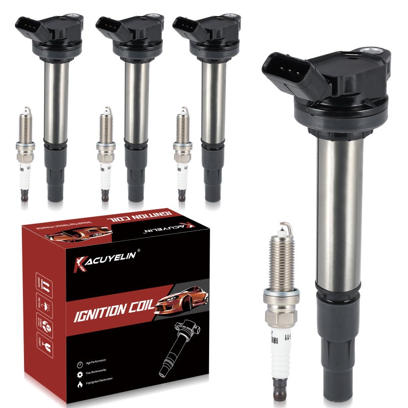 KacuYelin UF596 Ignition Coil Pack Iridium Spark Plugs Compatible with Toyota Corolla Matrix Prius Prius PlugIn Prius V Lexus CT200h Scion xD 18L L4 20082015 UF596 Coil Pack Sets of 4 - Image 3