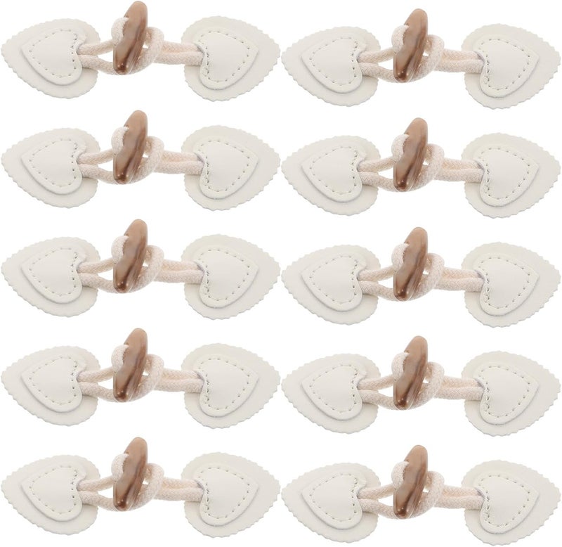 10 Pairs Beige Toggle Buttons Horn Coat Buckles Sew-on Vintage Fasteners for Women’s Jackets Windbreaker Duffle Coat DIY Sewing Accessories - Image 1