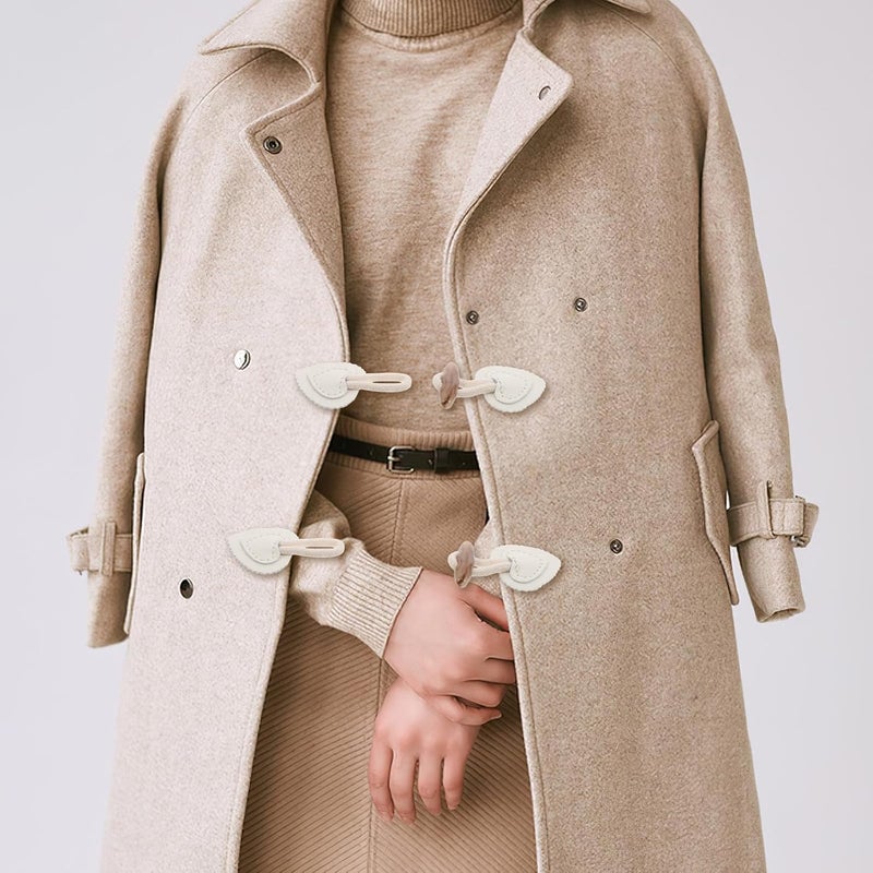 10 Pairs Beige Toggle Buttons Horn Coat Buckles Sew-on Vintage Fasteners for Women’s Jackets Windbreaker Duffle Coat DIY Sewing Accessories - Image 5