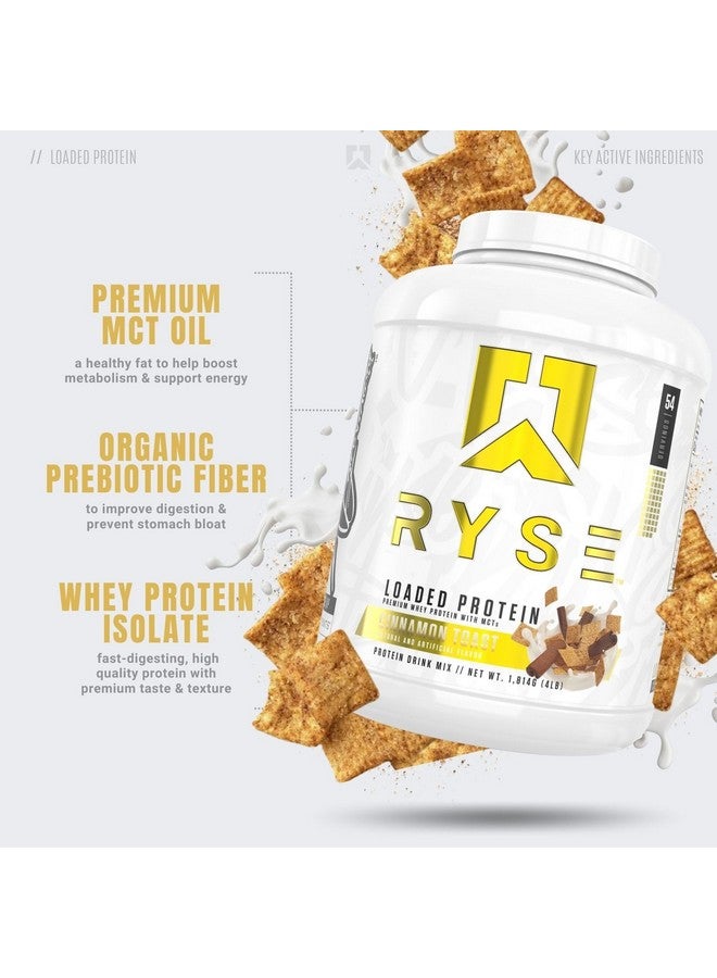 RYSE Up Supplements Ryse Loaded Protein Powder - Cinnamon Toast - 25g Whey Protein Isolate & Concentrate with Prebiotic Fiber & MCTs - Low Carb, Low Sugar, Digestive-Friendly - 54 Servings / 4 lb Tub - Image 3