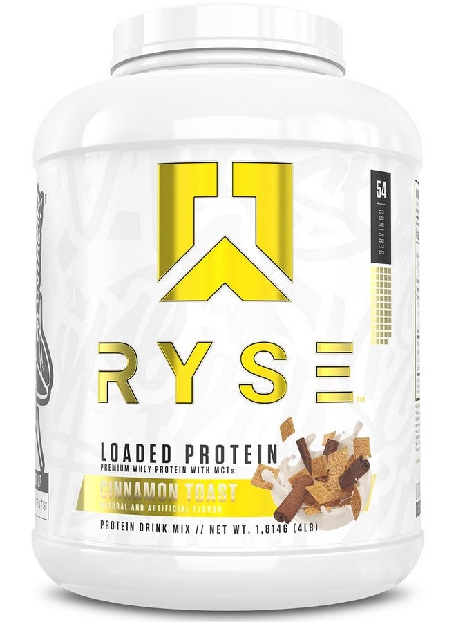 RYSE Up Supplements Ryse Loaded Protein Powder - Cinnamon Toast - 25g Whey Protein Isolate & Concentrate with Prebiotic Fiber & MCTs - Low Carb, Low Sugar, Digestive-Friendly - 54 Servings / 4 lb Tub - Image 1