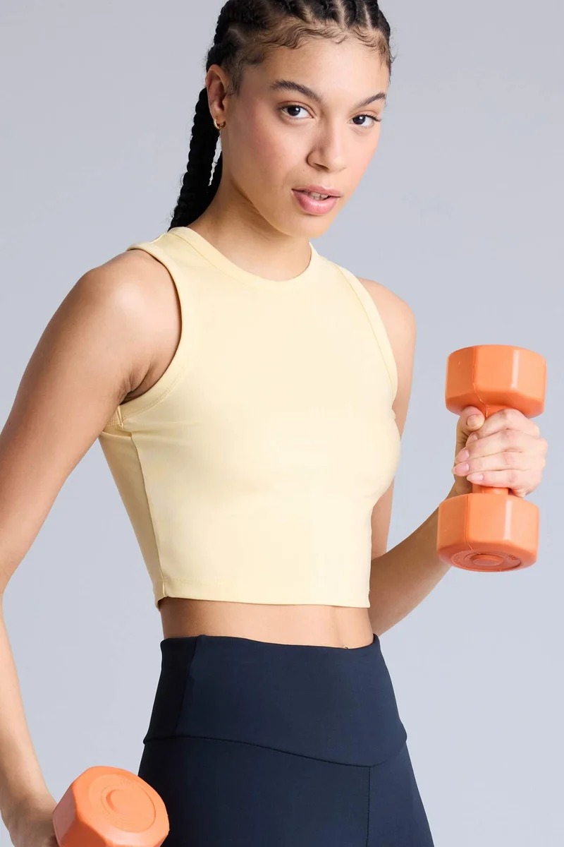 ديفاكتو Crop Top Crew Neck Sleeveless Tank Top