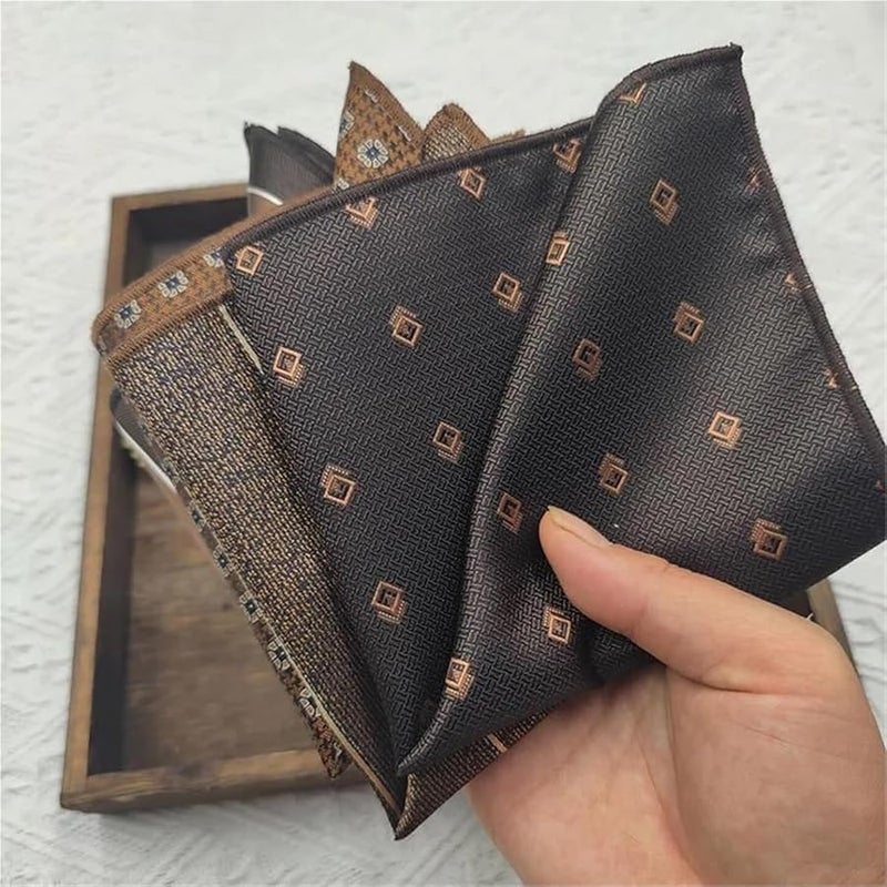 No 3 Brown Pocket Squares For Men 6 Pack 23cm Formal Suit Handkerchief Dress Accessories - Image 5
