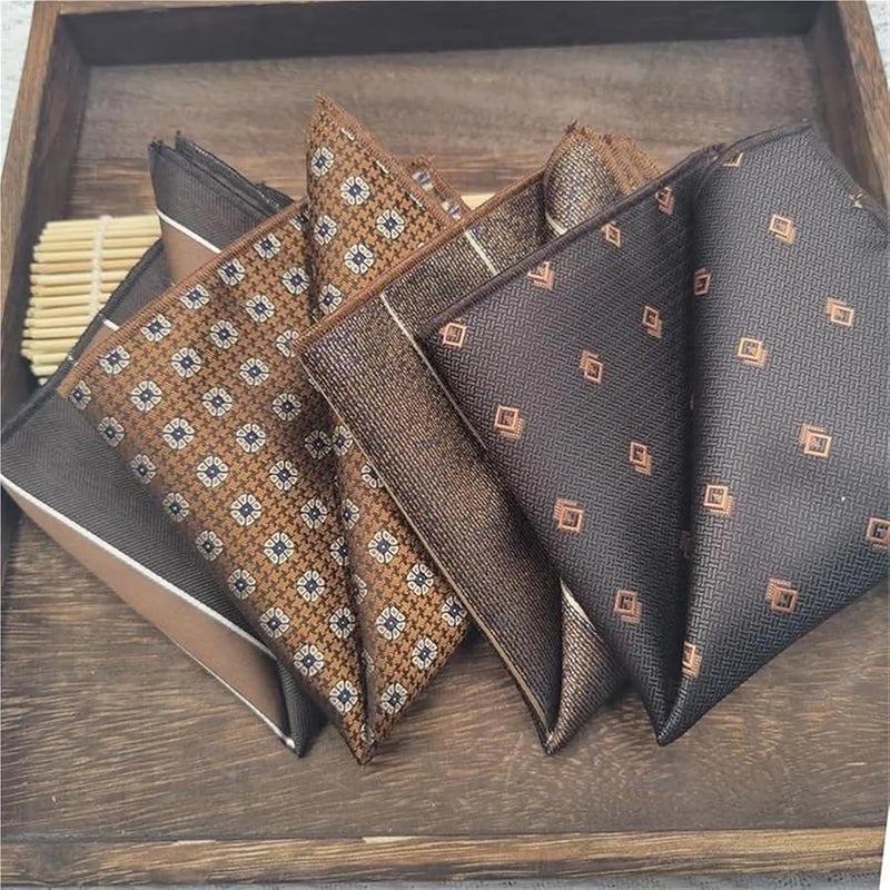 No 3 Brown Pocket Squares For Men 6 Pack 23cm Formal Suit Handkerchief Dress Accessories - Image 3