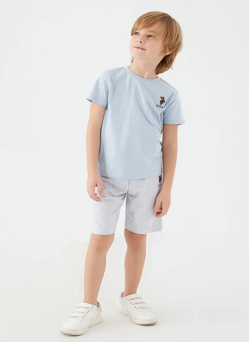 U.S. Polo Assn. U.S. Polo Assn. Boys Light Blue/Grey Bermuda Set