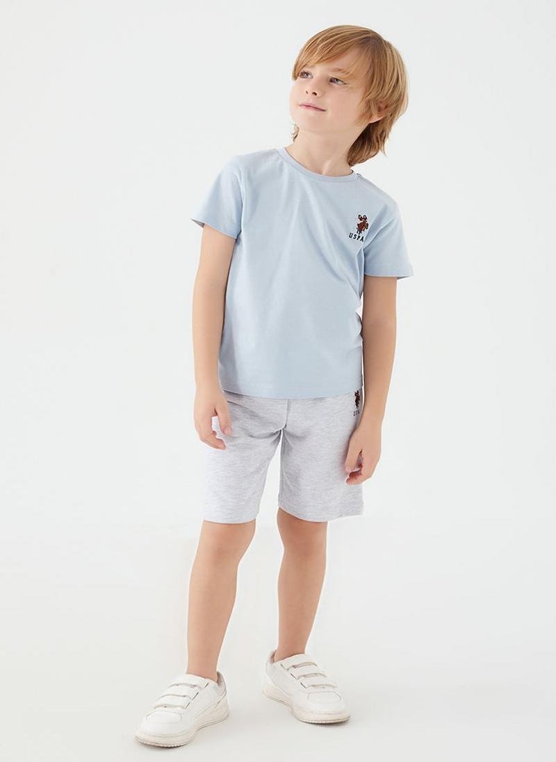 U.S. Polo Assn. U.S. Polo Assn. Boys Light Blue/Grey Bermuda Set  - Image 3