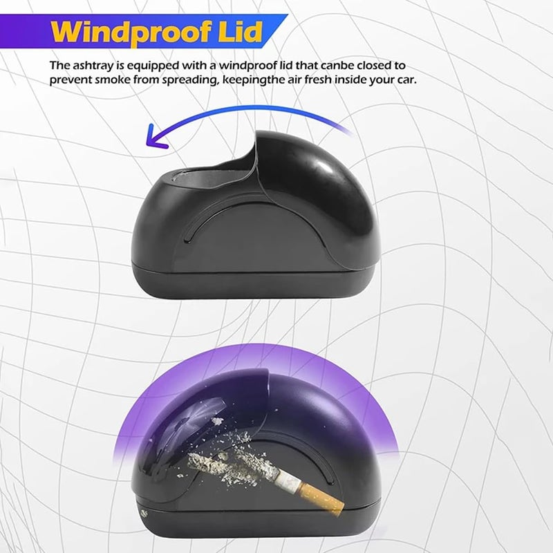 Evona Portable Car Ashtray l Unique Car Door Windproof Ashtray l Smokeless Portable Ash Tray Bin with Cover l Car Ashtray with Lid Cars, Offices, Home, Gaming Rooms - Image 4