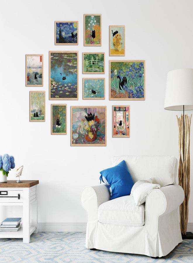 TwoDays Vintage Black Cat Room Decor, Funny Cats in Famous Painting, Monet Van Gogh Matisse Wall Art Prints for Bathroom Bedroom Aesthetic (Multi Sizes, Set of 12, 8" X 10" Largest, UNFRAMED) - Image 5