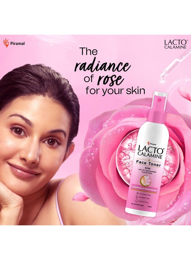 لاكتو كلامين تونر ماء الورد لبشرة متوهجة 120 مل تونر جولاب جال للوجه ماء الورد مع خلاصة الصبار و2% نياسيناميد ينظف البشرة ويرطبها، خالٍ من كبريتات الكحول والبارابين - Image 2